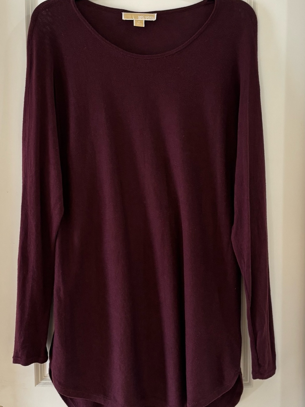 MICHAEL Michael Kors Deep Plum Long-Sleeve Scoop Neck Sweater Medium